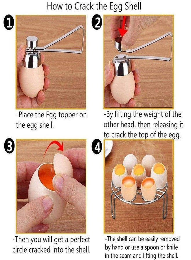 IShang Egg Cracker Topper Cutter, Stainless Steel Egg Opener Egg Shell Remover Poached Egg Separator Egg Whacker Egg Hammer Touch for Raw/Soft/Hard Boiled Egg (Cutter Diameter 1.38 in) - Image 3